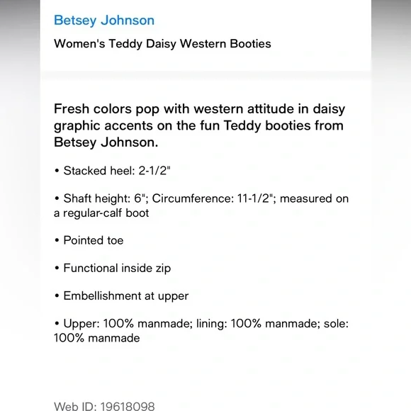 Betsey Johnson πΈπΌ Teddy Daisy western Floral Embellished Cowboy boots NIB NWT - Picture 4 of 10